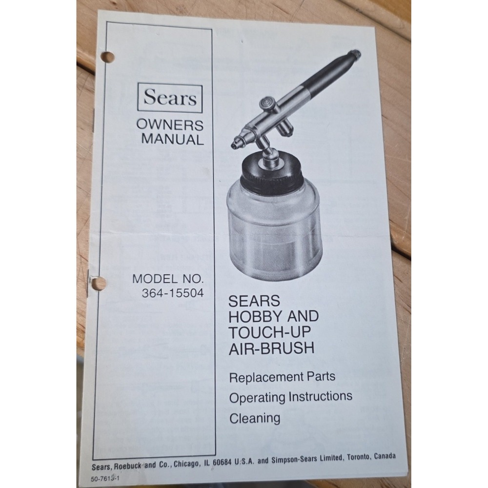 Vintage 1979 Sears Hobby‎ and Touch-Up Air-Brush Owners Manual Model 364-15504
